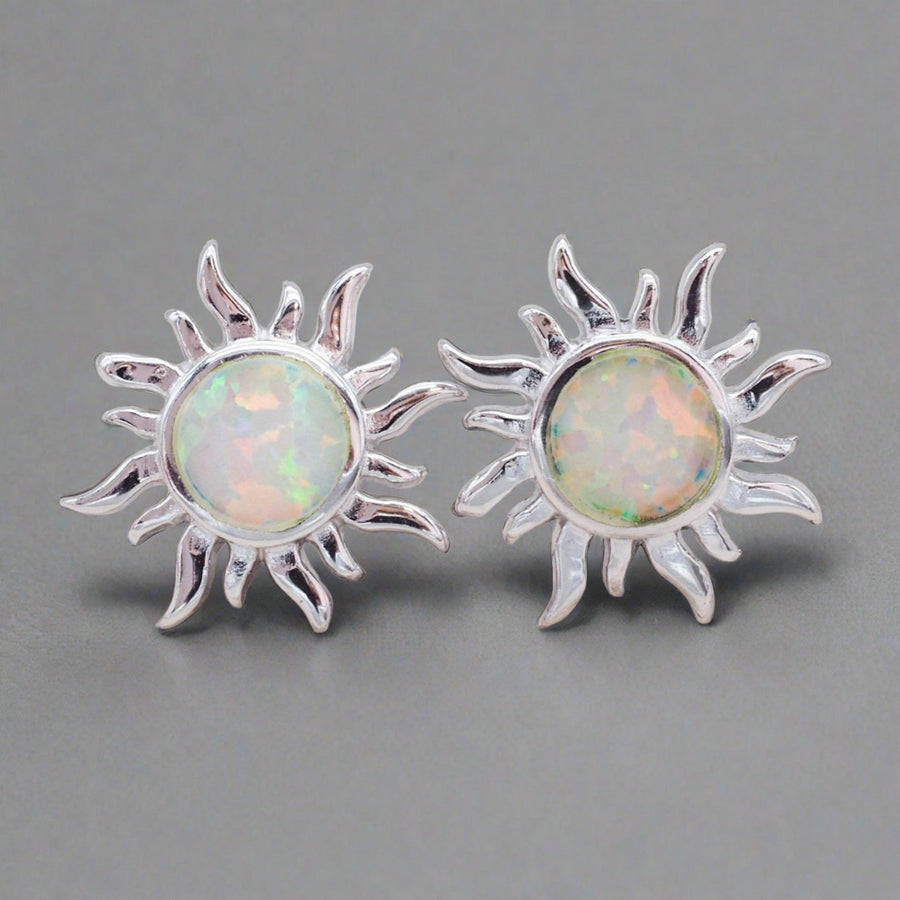 sterling silver White Opal Earrings - womens opal jewellery australia