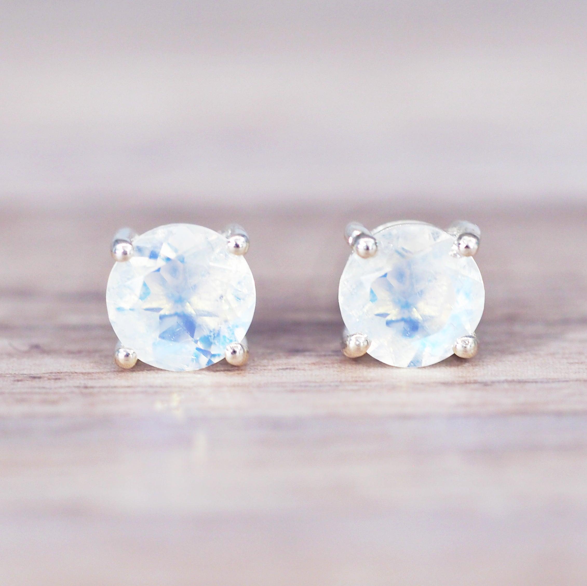 indie and harper sterling silver faceted Moonstone Earrings