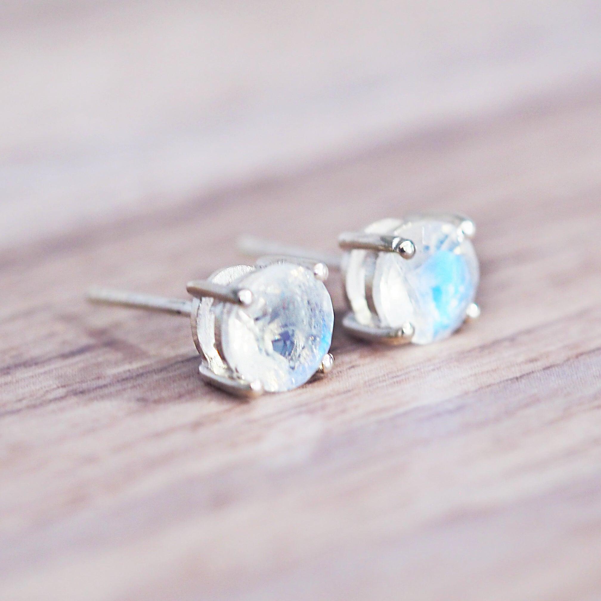 indie and harper sterling silver faceted Moonstone Earrings 