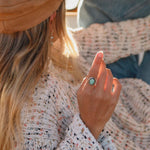 Navajo Turquoise Ring being worn - boho jewellery by australian jewellery brands indie and harper